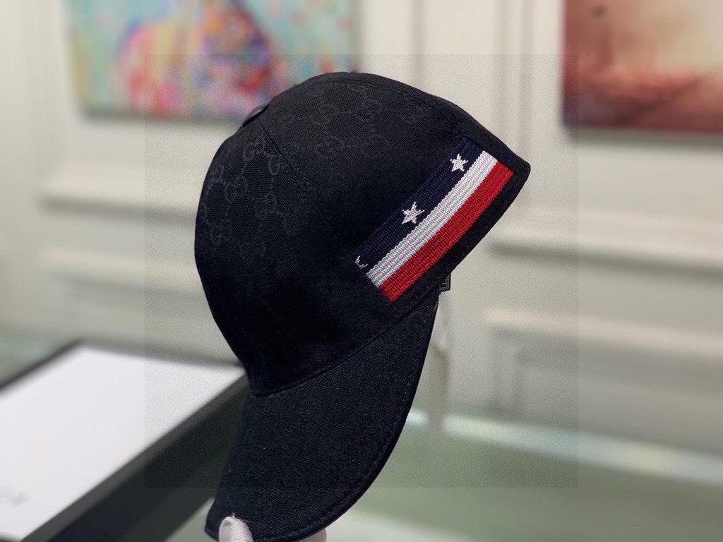 With box bag, Gucci (Gucci) classic original single baseball cap, five-star webbing, 11 open mold customized, the original canvas material   head cowhide, the generation of the purchase of popular, men and women can be u