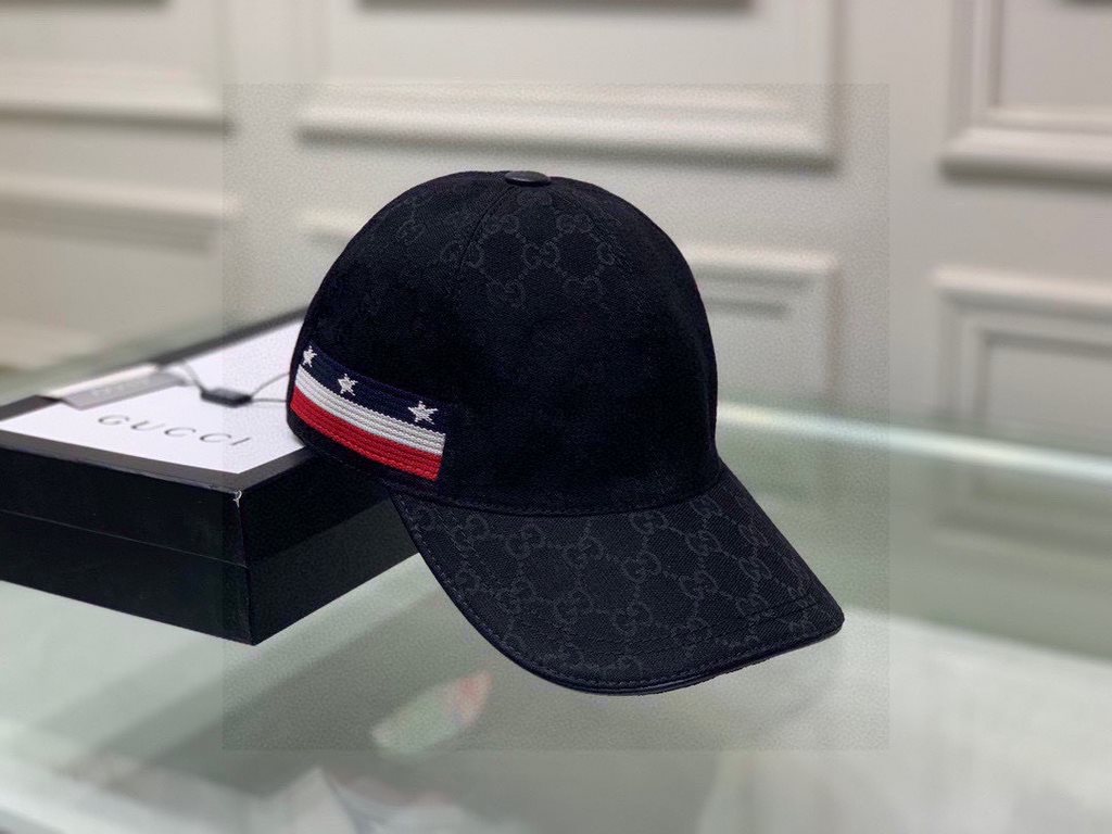 With box bag, Gucci (Gucci) classic original single baseball cap, five-star webbing, 11 open mold customized, the original canvas material   head cowhide, the generation of the purchase of popular, men and women can be u