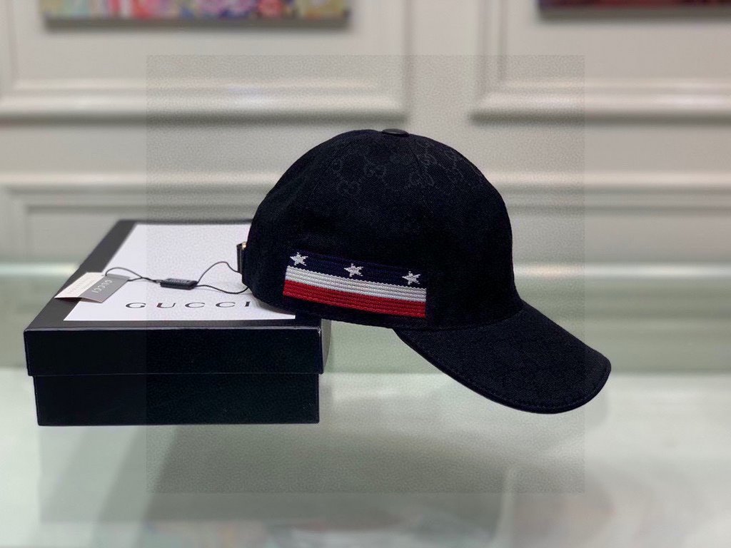 With box bag, Gucci (Gucci) classic original single baseball cap, five-star webbing, 11 open mold customized, the original canvas material   head cowhide, the generation of the purchase of popular, men and women can be u