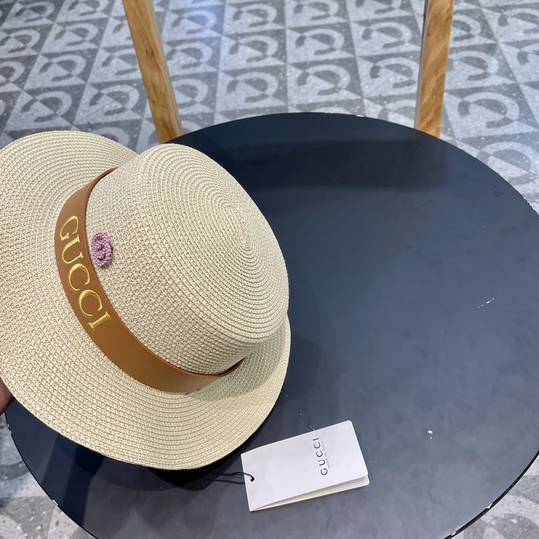 Gucci Gucci Straw Hat, Embroidered Monogrammed Sun Hat, l Head Circumference 57cm