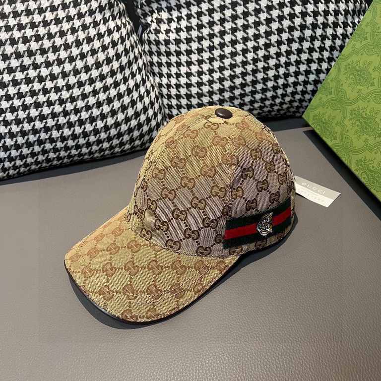 With box bag, Gucci (Gucci) new original single baseball cap, tiger head webbing, 11 open mold customized, heavy embroidery, details comparable to the counter, the original canvas material   head cowhide, the quality is 