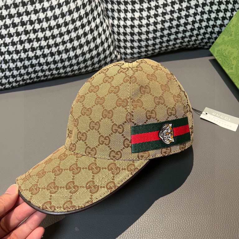 With box bag, Gucci (Gucci) new original single baseball cap, tiger head webbing, 11 open mold customized, heavy embroidery, details comparable to the counter, the original canvas material   head cowhide, the quality is 