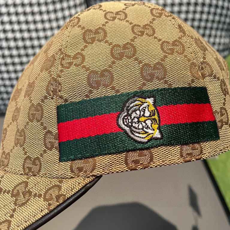 With box bag, Gucci (Gucci) new original single baseball cap, tiger head webbing, 11 open mold customized, heavy embroidery, details comparable to the counter, the original canvas material   head cowhide, the quality is 