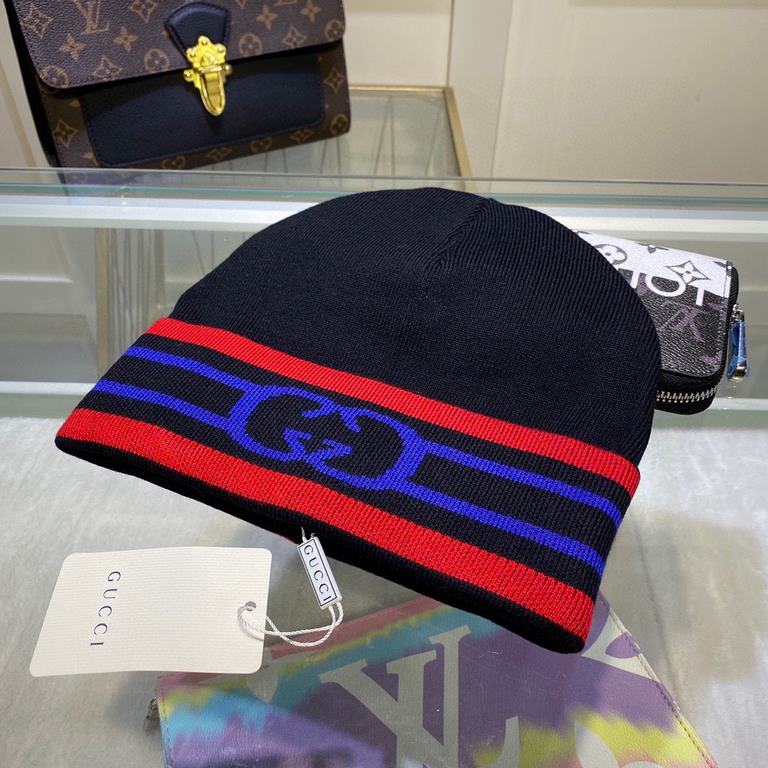 GUCCI Gucci original single hat official website new hair band decorated knitted cap, love] [love] wool cashmere double layer hat    warm and stylish, simple and generous, more fashionable high-end atmosphere!