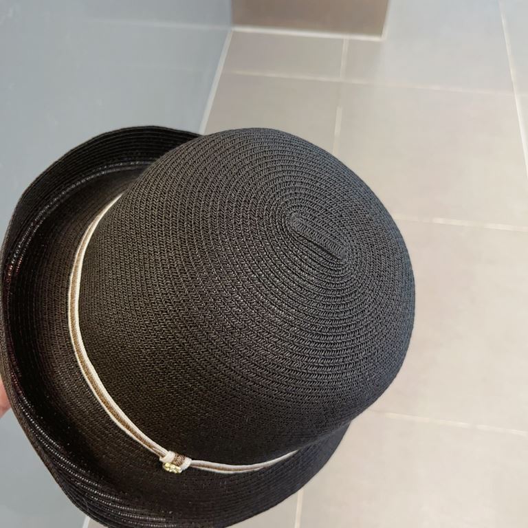 ￥Gucci Gucci New Straw Hat, Rolled Sun Hat, Black Khaki Two Colors, Head Circumference 57cm