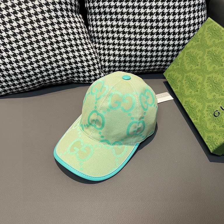 Gucci Gucci Baseball Caps.With packaging cloth bag, Gucci Gucci new original single baseball cap, candy color large double G, counter 11 open mold ordering, original canvas fabric   head layer cowhide, lightweight and br