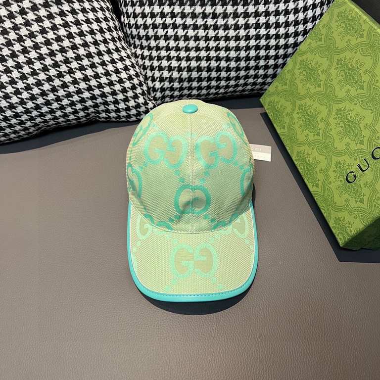 Gucci Gucci Baseball Caps.With packaging cloth bag, Gucci Gucci new original single baseball cap, candy color large double G, counter 11 open mold ordering, original canvas fabric   head layer cowhide, lightweight and br