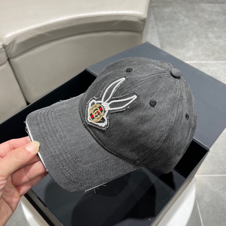 Gucci GUCCI baseball cap   2023 early spring official website denim washed new Gucci baseball cap, the original quality of the original single fire    Craftsmanship is very exquisite High-grade atmosphere upscale! Low-ke