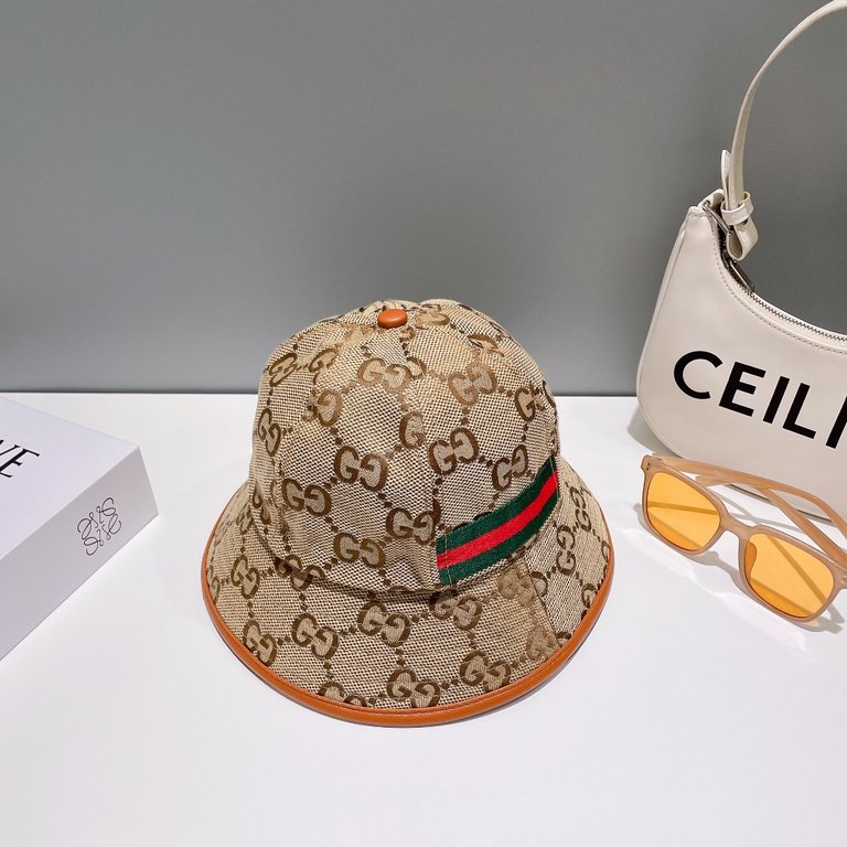 Original qualityGUCCI Gucci fisherman's hat   official website new Gucci fisherman's hat is on fire Craft is very exquisite High-grade atmosphere upscale! Low-key luxury, easy to carry!