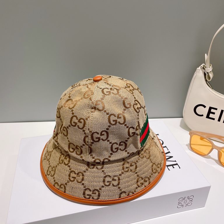 Original qualityGUCCI Gucci fisherman's hat   official website new Gucci fisherman's hat is on fire Craft is very exquisite High-grade atmosphere upscale! Low-key luxury, easy to carry!