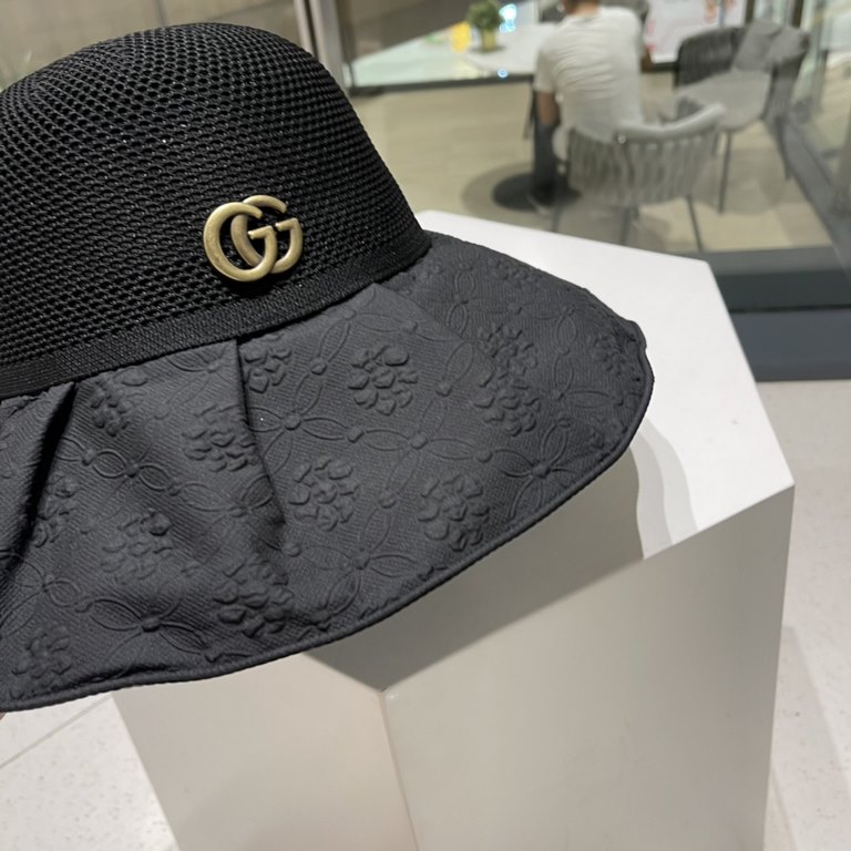 GUCCI Gucci new sun hat female summer UV large brim beach fisherman hat face shielding sunscreen UV color gel sun hat