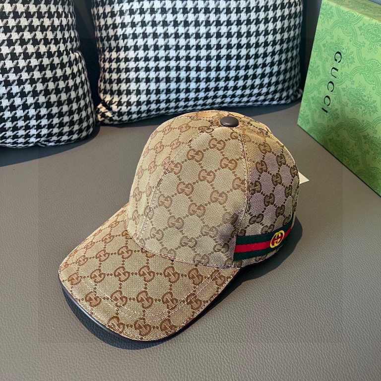 .With box cloth bag, Gucci (Gucci) latest original single baseball cap, double G webbing. Counter 11 open mold customized, the highest version, the original canvas material   head layer cowhide, lightweight and breathabl