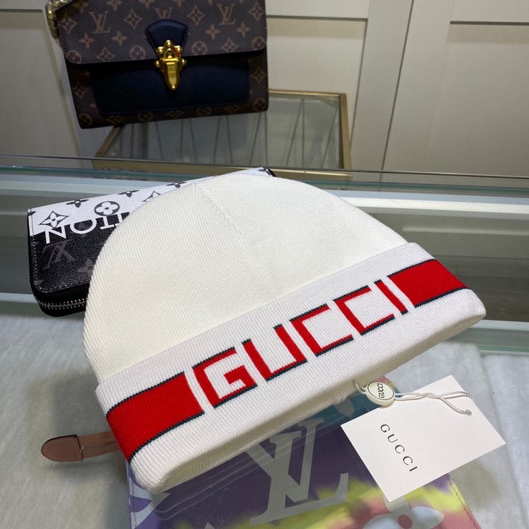 With dust bagGUCCI Gucci original single cap official website new hair band decorated double knit cap, love] [love] wool cashmere double layer cap    warm and stylish, simple and generous, more fashionable high-end atmos