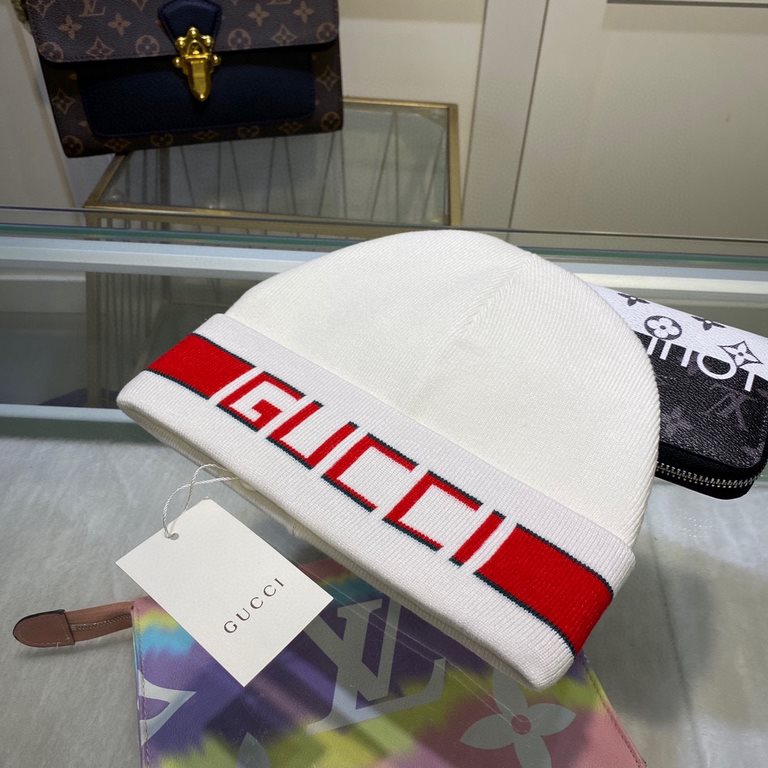 With dust bagGUCCI Gucci original single cap official website new hair band decorated double knit cap, love] [love] wool cashmere double layer cap    warm and stylish, simple and generous, more fashionable high-end atmos