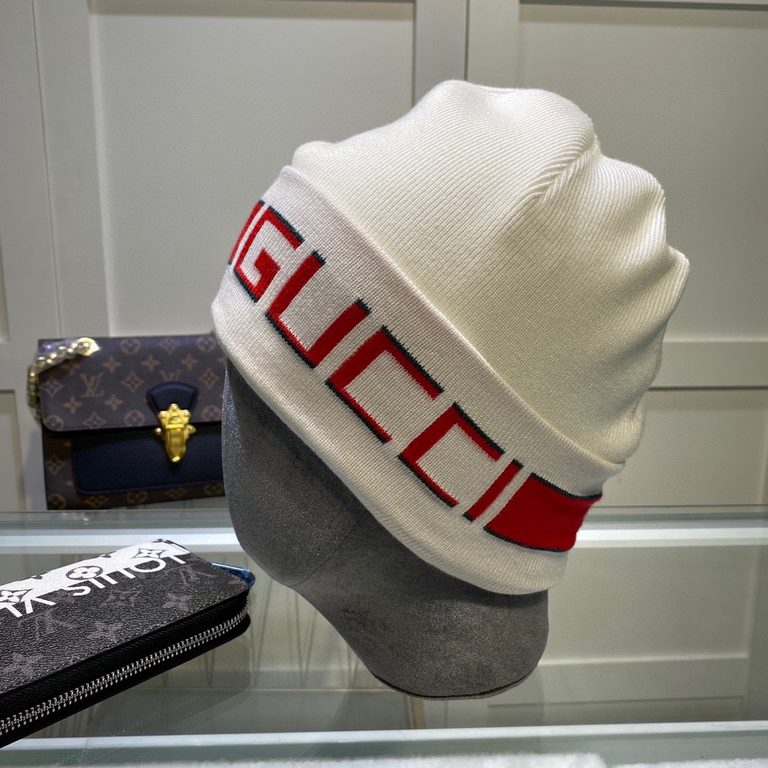 With dust bagGUCCI Gucci original single cap official website new hair band decorated double knit cap, love] [love] wool cashmere double layer cap    warm and stylish, simple and generous, more fashionable high-end atmos