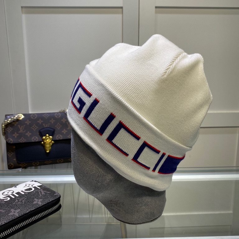 With dust bagGUCCI Gucci original single cap official website new hair band decorated double knit cap, love] [love] wool cashmere double layer cap    warm and stylish, simple and generous, more fashionable high-end atmos