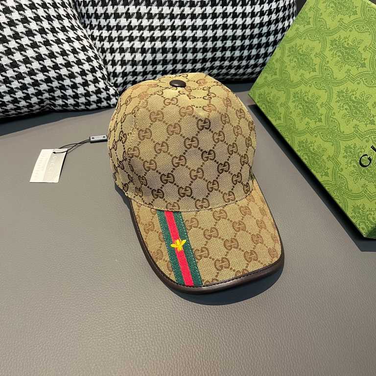 With box cloth bag, Gucci (Gucci) latest original single baseball cap, bee webbing. Counter 11 open mold customized, the highest version, the original canvas material   head cowhide, lightweight and breathable! In-kind s