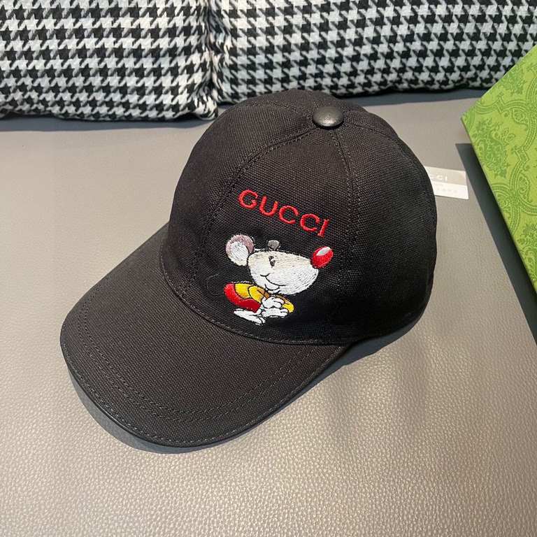 With box cloth bag, Gucci (Gucci) four seasons models baseball cap, Gucci mouse, 11 open mold customized, heavy embroidery, details comparable to the counter, the original canvas material   head layer cowhide, the qualit