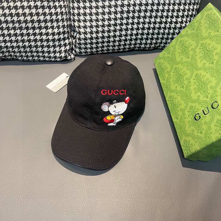 With box cloth bag, Gucci (Gucci) four seasons models baseball cap, Gucci mouse, 11 open mold customized, heavy embroidery, details comparable to the counter, the original canvas material   head layer cowhide, the qualit