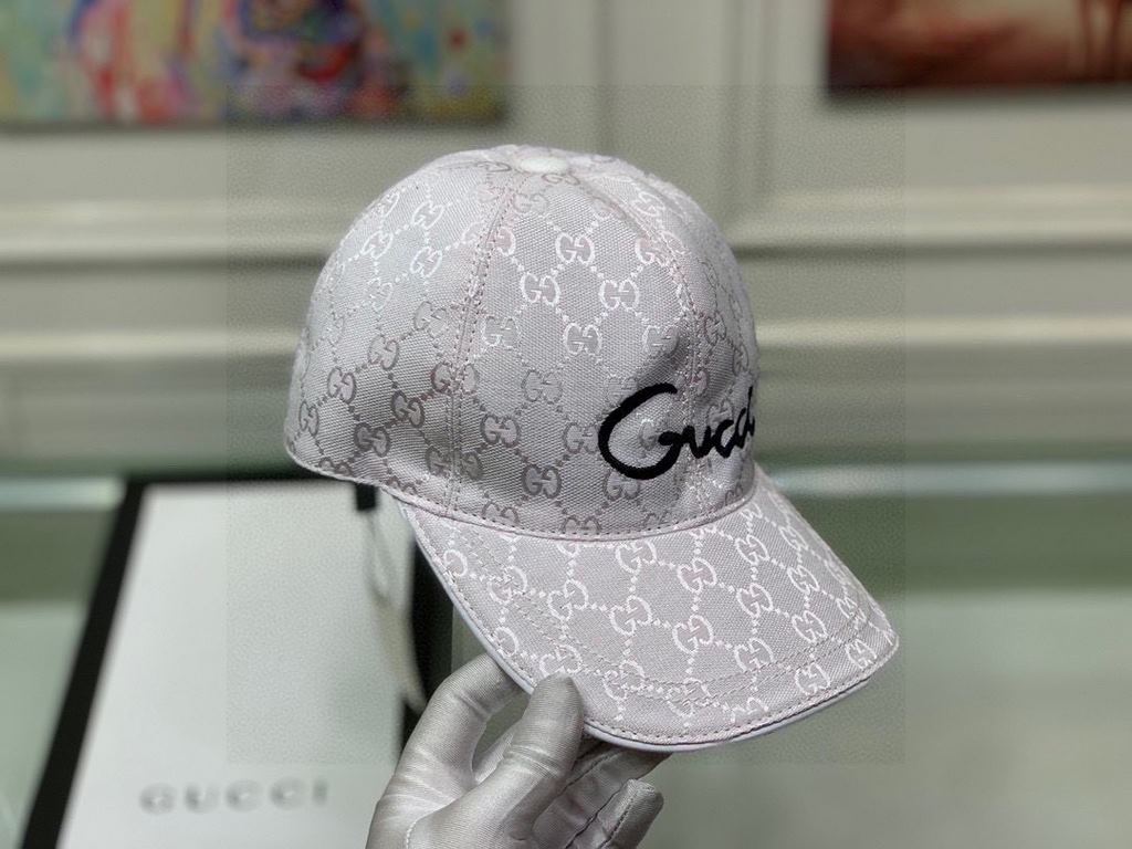 With box bag, Gucci (Gucci) new original single baseball cap, art word embroidery, 11 open mold customized, heavy embroidery, details comparable to the counter, the original canvas material   head layer cowhide, cotton l