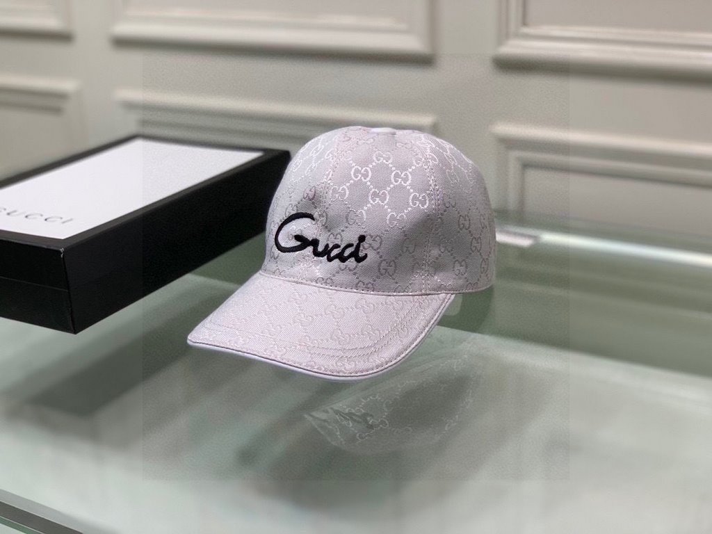 With box bag, Gucci (Gucci) new original single baseball cap, art word embroidery, 11 open mold customized, heavy embroidery, details comparable to the counter, the original canvas material   head layer cowhide, cotton l