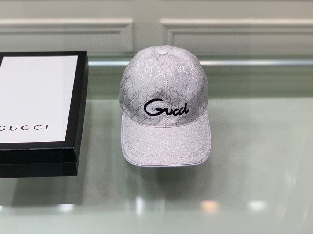 With box bag, Gucci (Gucci) new original single baseball cap, art word embroidery, 11 open mold customized, heavy embroidery, details comparable to the counter, the original canvas material   head layer cowhide, cotton l