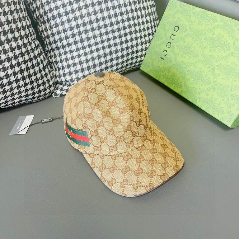 Gucci baseball cap.With box cloth bag, Gucci (Gucci) classic original single baseball cap, flower webbing, counter 11 open mold customized, the highest version, the original canvas material   head layer cowhide, lightwei