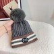 Special   with dust bag [GUCCI Gucci] 2024 fall and winter new striped men's and women's models of wool ball wool cap, striped large series, light luxury full of sense of