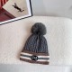 Special   with dust bag [GUCCI Gucci] 2024 fall and winter new striped men's and women's models of wool ball wool cap, striped large series, light luxury full of sense of