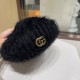 GUCCI Gucci 2023 burst of furry wool beret women's fall and winter knitted wool show face small belle hat