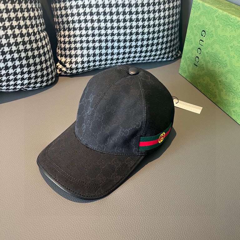 With box cloth bag, Gucci (Gucci) latest original single baseball cap, double G webbing. Counter 11 open mold customized, the highest version, the original canvas material   head cowhide, lightweight and breathable! In-k