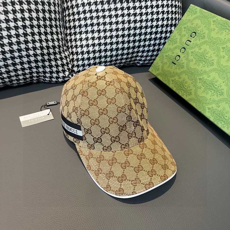 With box bag, Gucci (Gucci) classic original single baseball cap, logo webbing counter 11 open mold customized, the highest version, the original canvas material   head cowhide, cotton lining, lightweight and breathable!