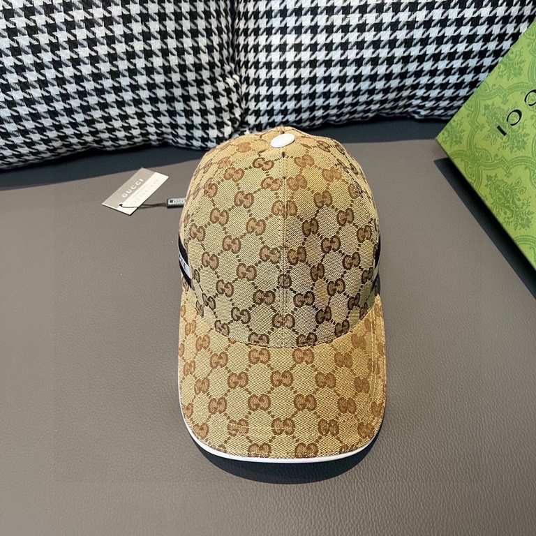 With box bag, Gucci (Gucci) classic original single baseball cap, logo webbing counter 11 open mold customized, the highest version, the original canvas material   head cowhide, cotton lining, lightweight and breathable!