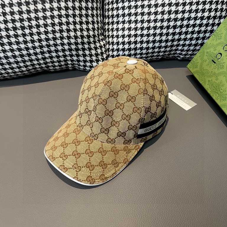 With box bag, Gucci (Gucci) classic original single baseball cap, logo webbing counter 11 open mold customized, the highest version, the original canvas material   head cowhide, cotton lining, lightweight and breathable!