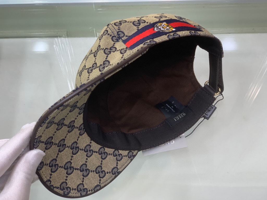 With box bag, Gucci (Gucci) new original single baseball cap, tiger head webbing, 11 open mold customized, heavy embroidery, details comparable to the counter, the original canvas material   head cowhide, the quality is 