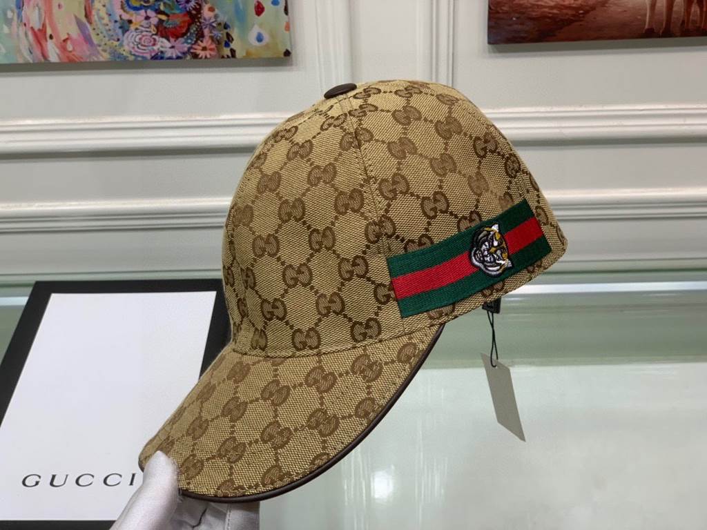 With box bag, Gucci (Gucci) new original single baseball cap, tiger head webbing, 11 open mold customized, heavy embroidery, details comparable to the counter, the original canvas material   head cowhide, the quality is 