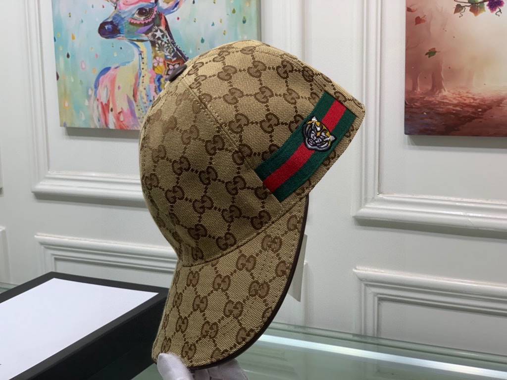 With box bag, Gucci (Gucci) new original single baseball cap, tiger head webbing, 11 open mold customized, heavy embroidery, details comparable to the counter, the original canvas material   head cowhide, the quality is 