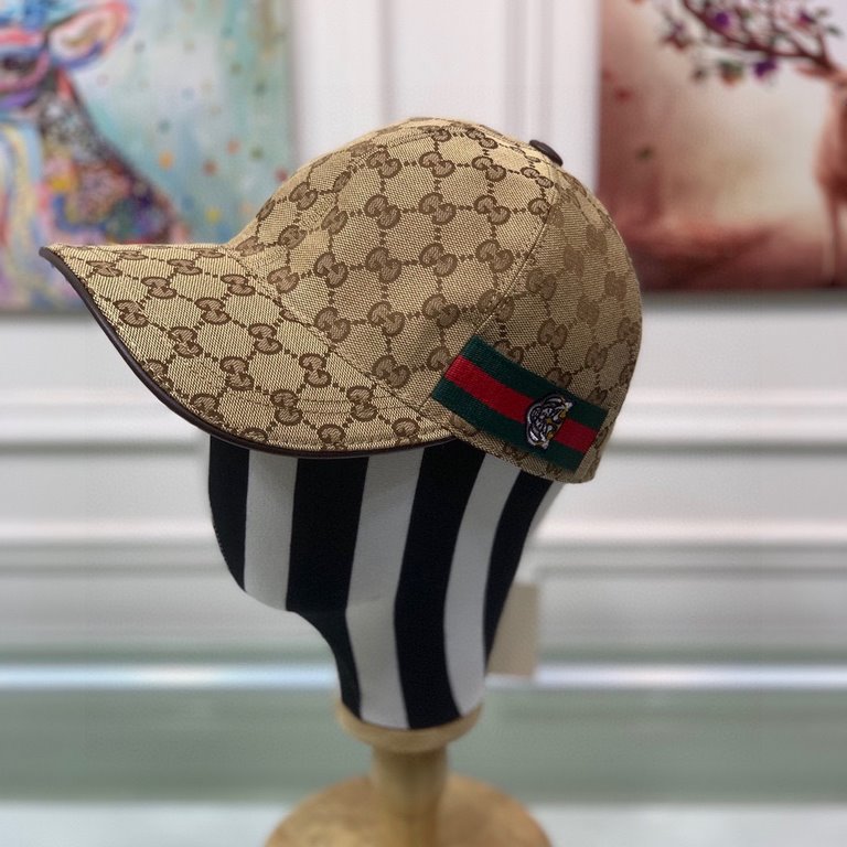 With box bag, Gucci (Gucci) new original single baseball cap, tiger head webbing, 11 open mold customized, heavy embroidery, details comparable to the counter, the original canvas material   head cowhide, the quality is 