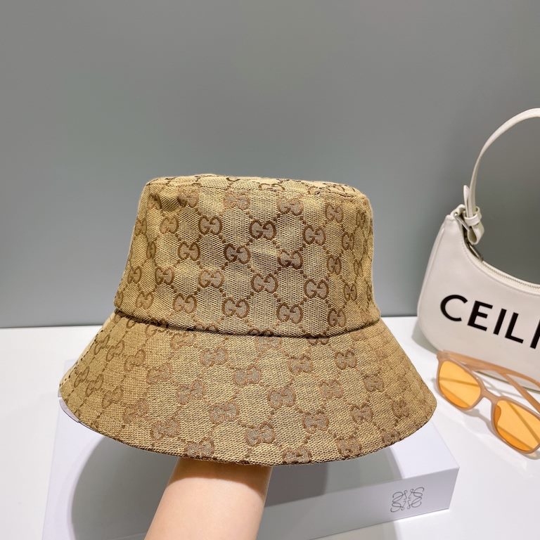 Gucci (Gucci) classic original single fisherman hat, counter 11 open mold customized, the highest version, the original canvas material, cotton lining, lightweight and breathable! In-kind shooting, four seasons versatile