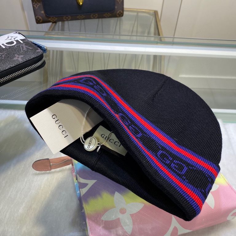 With dust bagGUCCI Gucci original single hat official website new hair band decorated knitted cap, love] [love] wool cashmere double layer hat    warm and stylish, simple and generous, more fashionable high-end atmospher