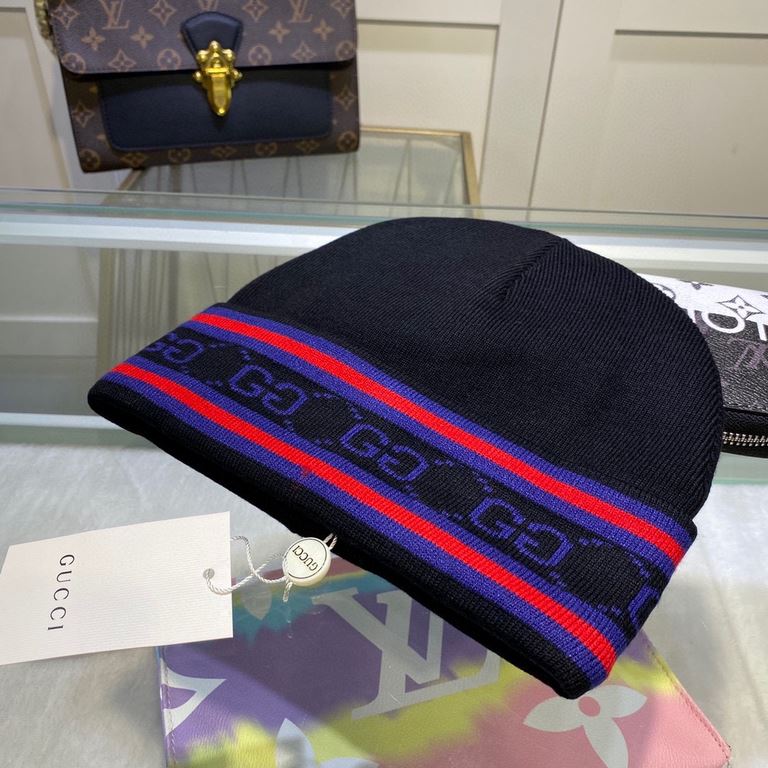 With dust bagGUCCI Gucci original single hat official website new hair band decorated knitted cap, love] [love] wool cashmere double layer hat    warm and stylish, simple and generous, more fashionable high-end atmospher