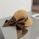 ￥Gucci Gucci Straw Hat, Celebrity Style Sun Hat, Satin Bow Flap, Head Circumference 57cm