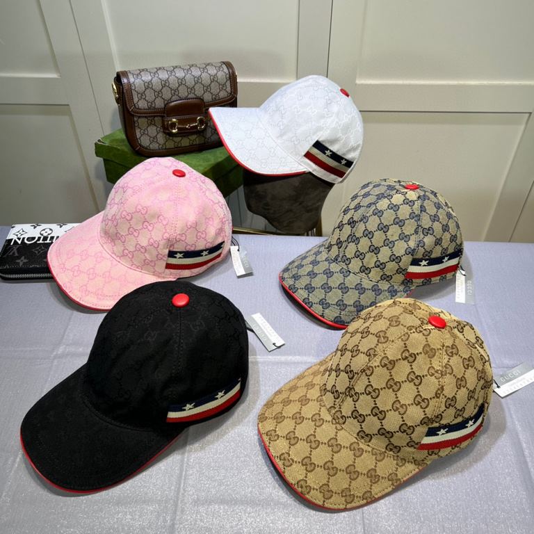 Gucci (Gucci) classic original single baseball cap     counter 11 open mold ordering, the highest version, the original canvas material   head layer cowhide, cotton lining, light and breathable! In-kind shooting, four se