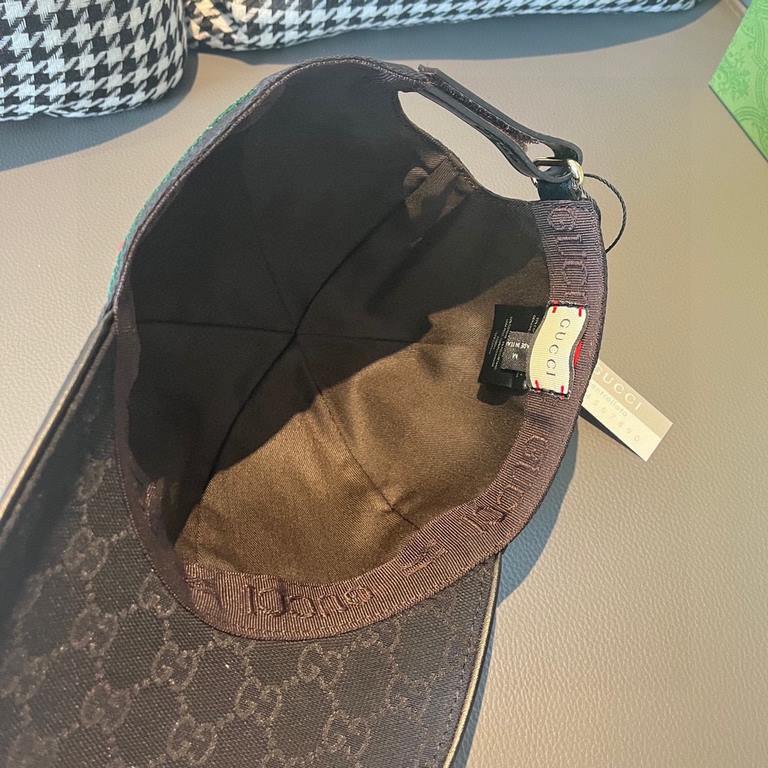 .With box cloth bag, Gucci (Gucci) latest original single baseball cap, double G webbing. Counter 11 open mold customized, the highest version, the original canvas material   head layer cowhide, lightweight and breathabl