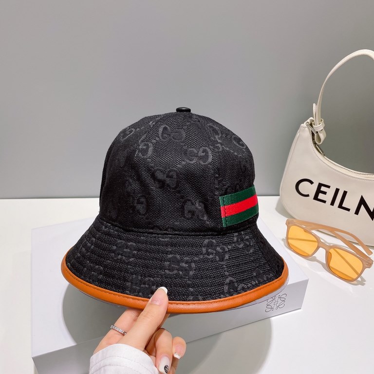 Original qualityGUCCI Gucci fisherman's hat   official website new Gucci fisherman's hat is on fire Craft is very exquisite High-grade atmosphere upscale! Low-key luxury, easy to carry!