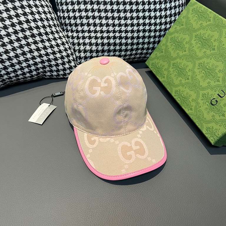 Gucci Gucci Baseball Caps.With packaging cloth bag, Gucci Gucci new original single baseball cap, candy color large double G, counter 11 open mold ordering, original canvas fabric   head layer cowhide, lightweight and br