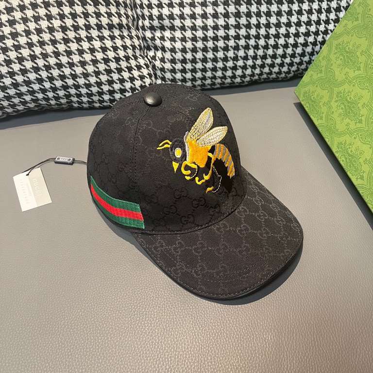 Gucci Baseball Cap, Gucci Baseball Cap, Gucci Baseball Cap.With box bag, Gucci (Gucci) original single baseball cap, large bee embroidery, 11 open mold customized, heavy embroidery, details comparable to the counter, the