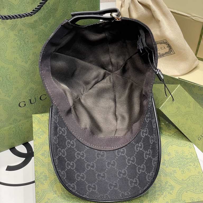 Gucci (Gucci) classic original single baseball cap     counter 11 open mold customized, the highest version, the original canvas material   head layer cowhide, cotton lining, lightweight and breathable! In-kind shooting,