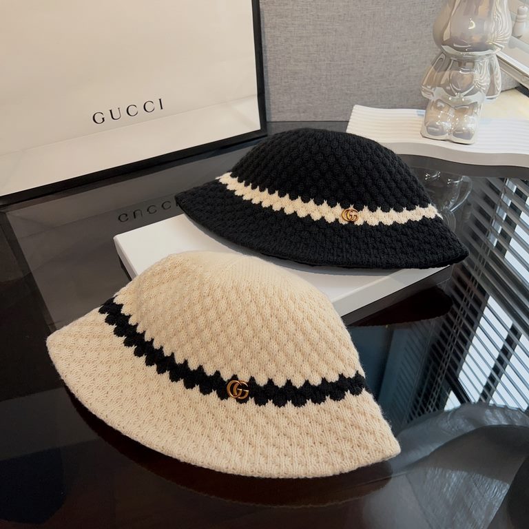 Special  Gucci Gucci   knitted hat women's fall and winter color clashing show face small knitted fisherman hat tide Korean version of the hundred matching woolen basin hat can be folded