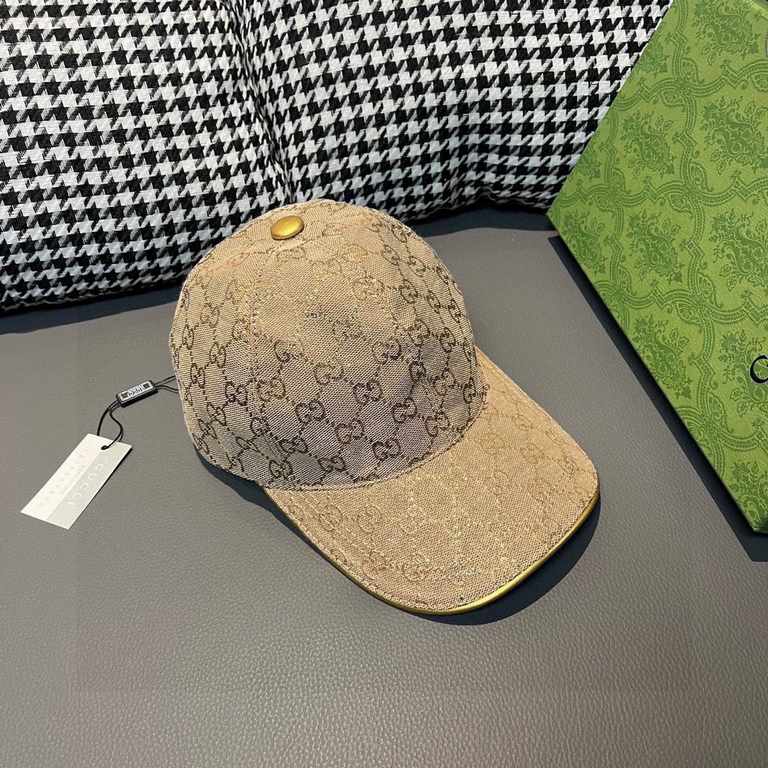 Gucci(Gucci).With box cloth bag, Gucci (Gucci) classic original single baseball cap     gold silk logo. counter 11 open mold customized, the highest version, the original canvas material   head layer cowhide, cotton lini